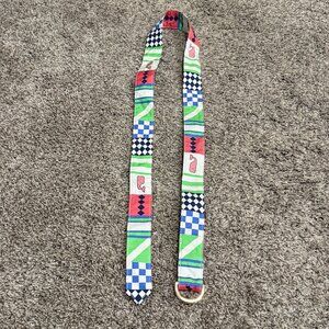 Vineyard Vines for Kentucky Derby Women's Patchwork D Ring Silk Belt Size Large